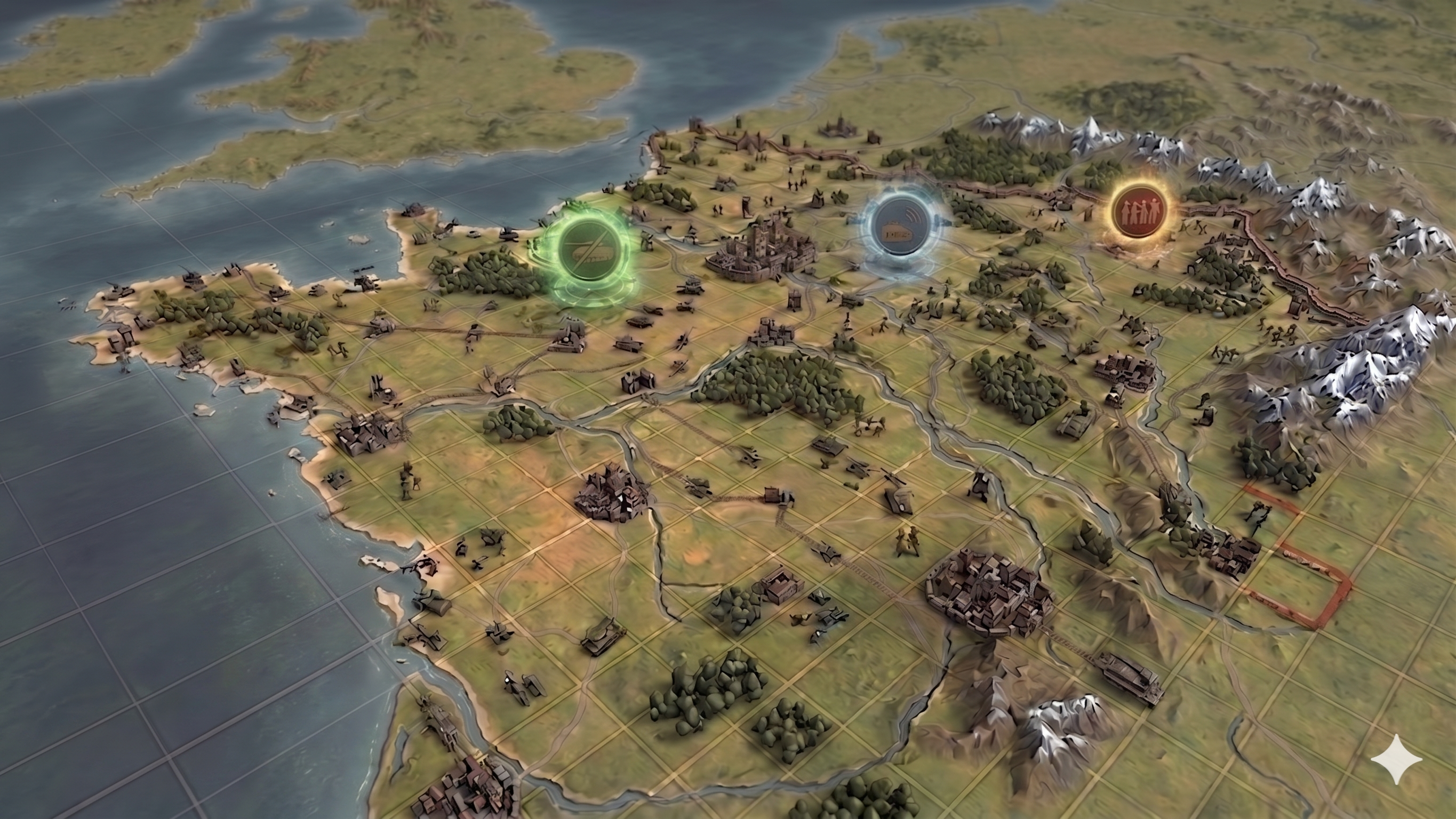 Digital tabletop map of occupied France